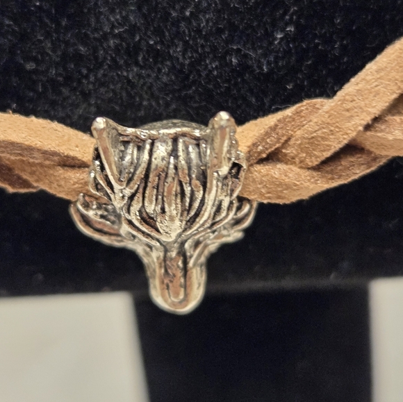 Men's Brown Leather Braided Bracelet with Dragon Charm - Picture 7 of 10